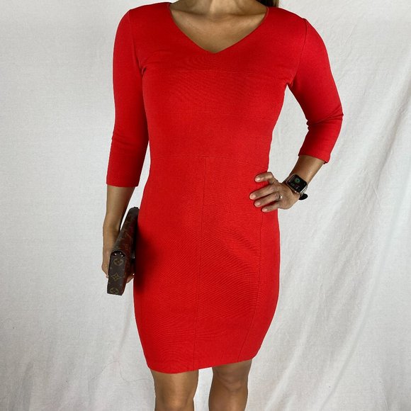 Narciso Rodriguez Dresses & Skirts - Narciso Rodriguez Red V-Neck Bodycon Dress $1350